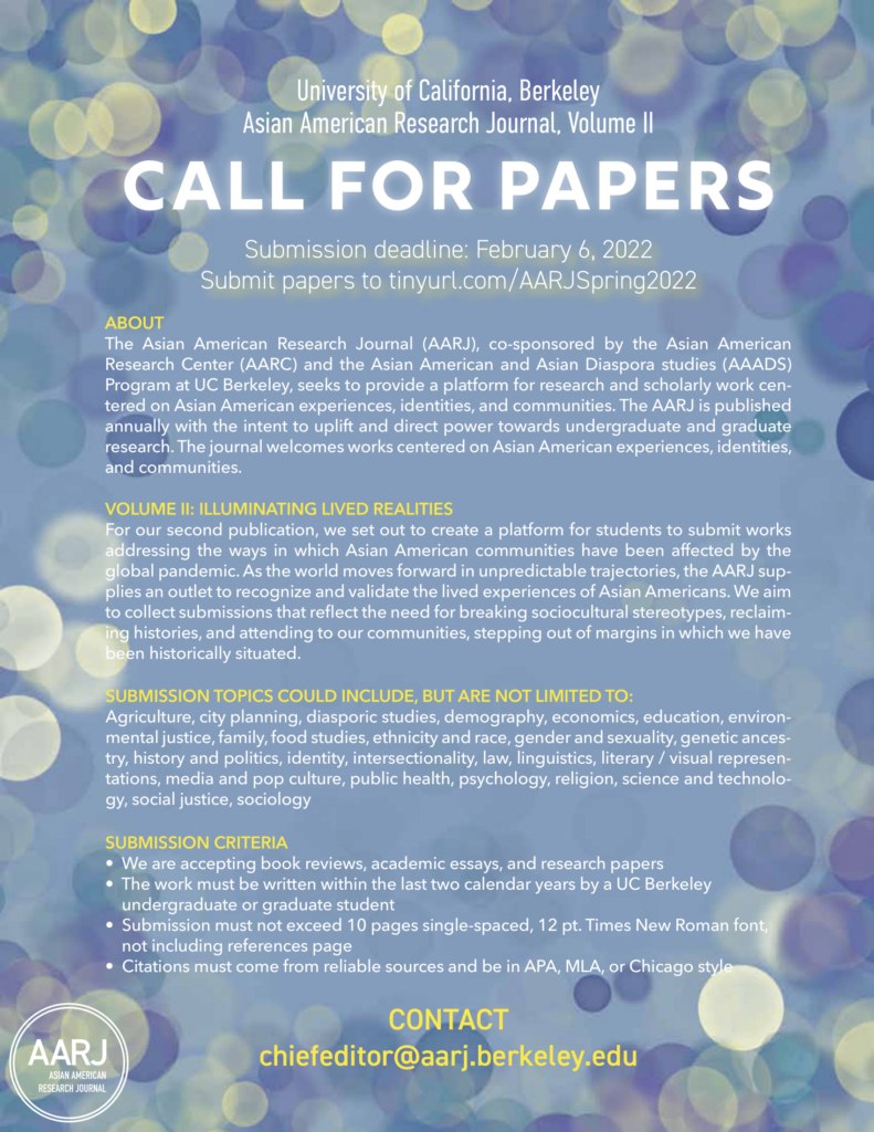Asian American Research Journal Call for Papers